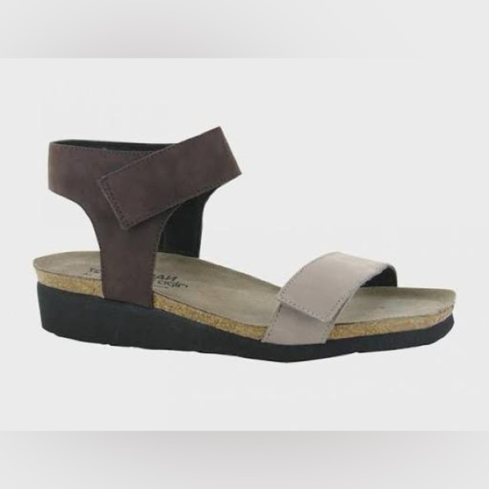 NEW!! Women's NAOT Alba Stone Nubuck/Coffee Nubuck Two-Tone Sandals Size 36